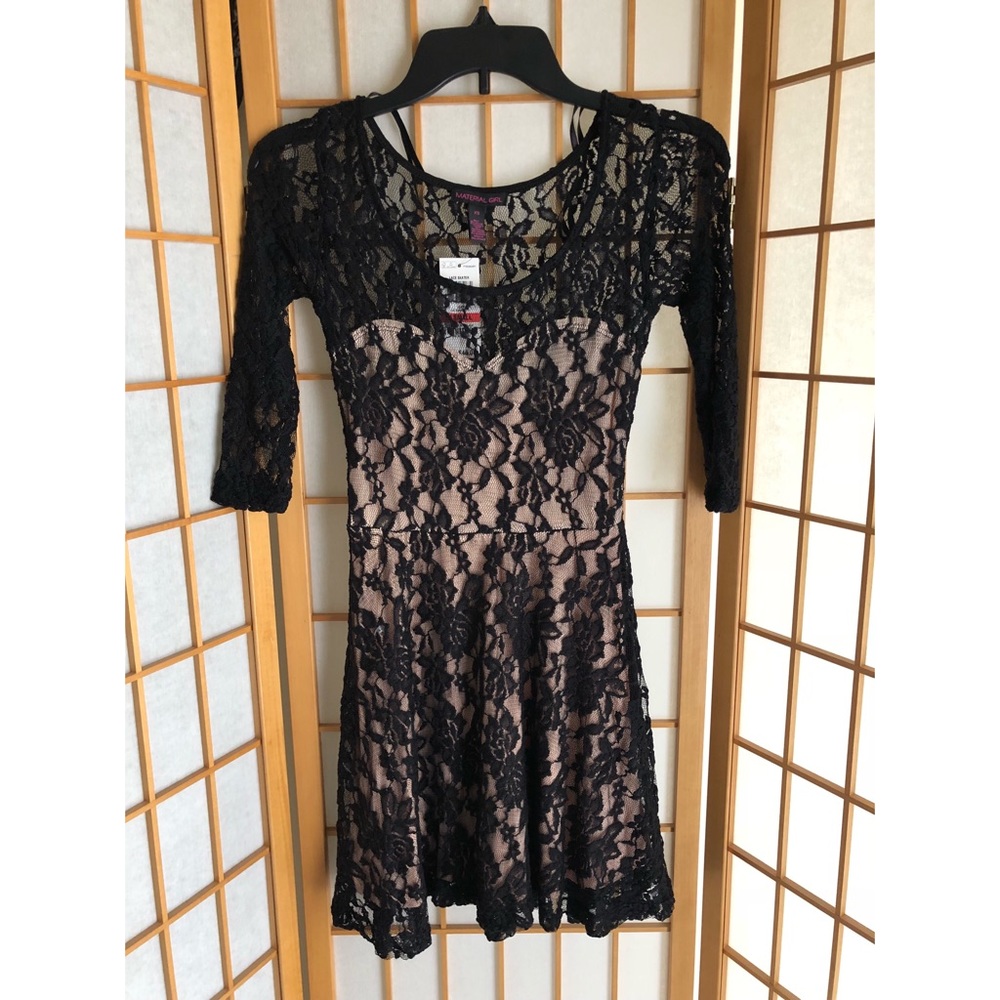 Material Girl Black Lace Skater Dress